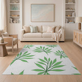Coastal Beach Green Palm Frond Area Rug