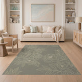 Vintage Peony Line Art Area Rug