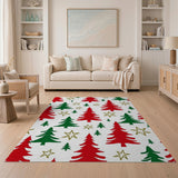 ODIKA Washable Christmas Tree Rug - Low Pile Holiday Area Rug, Non-Slip & Pet Friendly