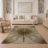 Golden Sunburst Geometric Modern Area Rug