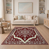 Red Persian Floral Medallion Traditional Persian Area Rug