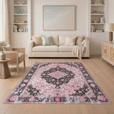 Floral Vintage Pink Floral Vintage Distressed Area Rug