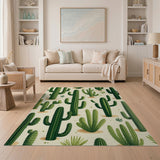 Lush Green Cactus Desert Area Rug