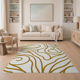 Gold and Silver Wavy Gold Abstract Area Rug