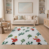 Festive Nutcracker Holly Cartoon Area Rug