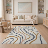 Abstract Wavy Lines Multi-Color Area Rug