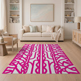 Pink Interwoven Geometric Knot Area Rug