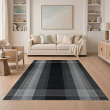 Black and White Geometric Modern Bold Black White Plaid Geometric Area Rug