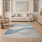 Fluid Blue Teal Waves Abstract Area Rug