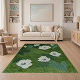 Green Anemone Floral Area Rug