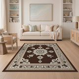 Traditional Persian Brown and Tan Ornate Brown Mandala Persian Area Rug