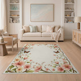Pink Cherry Blossom Monarch Butterfly Border Rug