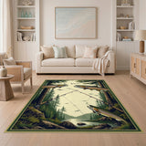 Forest Trout Fishing Scene Area Rug
