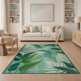 Vintage Teal Fern Area Rug