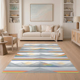Geometric Modern Rainbow Mountain Peaks Area Rug