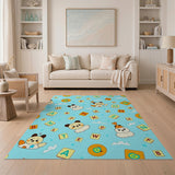 Playful ABC Pandas Letters Kids Cartoon Rug