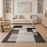 Modern Geometric Brown Grey Area Rug