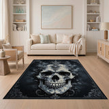 Floral Vintage Ornate Gothic Skull Area Rug