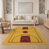 Yellow Basketball Court Geometric Area Rug