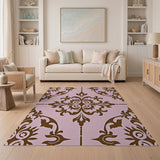Ornate Pink Damask Floral Area Rug