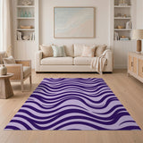 Wavy Purple Wavy Abstract Area Rug