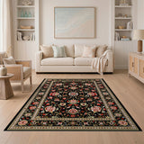Red Floral Persian Area Rug with Gold Border