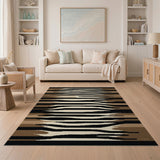 Zebra Stripe Area Rug in Brown Tan