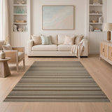 Rustic Farmhouse Brown and Tan Brown Tan Striped Woven Area Rug