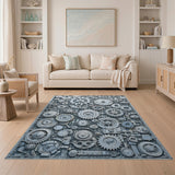 Grey Mechanical Gear Area Rug