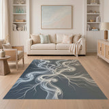 Grey Ethereal Grey Swirl Abstract Area Rug