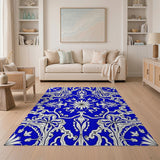 Intricate Blue Persian Floral Area Rug