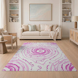Pink Swirl Abstract Pink Area Rug