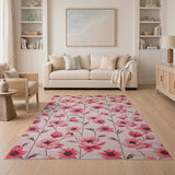 Vintage Pink Floral Stem Area Rug