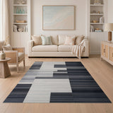 Geometric Modern Grey Geometric Striped Area Rug