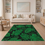 Floral Vintage Lush Monstera Leaf Green Area Rug