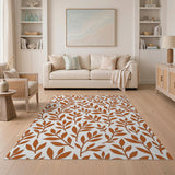 Orange Leaf Silhouette Area Rug