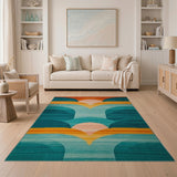 Multi-color and Patterns Teal Sunset Geometric Area Rug