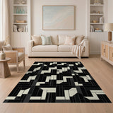 Black White Geometric Modern No. 14 Area Rug