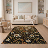 Vintage Daisy Wheat Vine Floral Rug
