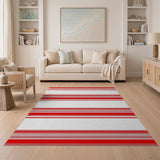 Red Bold Red White Striped Area Rug