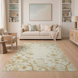 Floral Vintage Elegant Beige Floral Vine Area Rug