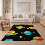 Kids Cartoon Whimsical Space Planets Kids Area Rug