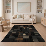 Modern Black White Geometric Patchwork Area Rug