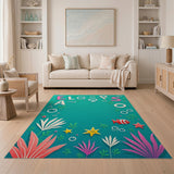 Vibrant Underwater Cartoon Kids Area Rug