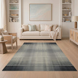 Black White Halftone Grid Area Rug