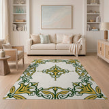 Yellow Floral Medallion Area Rug
