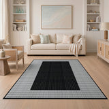 Black and White Bold Black White Grid Geometric Area Rug