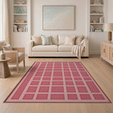 Pink Block Grid Modern Area Rug