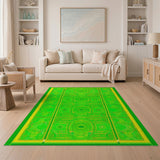 Green Dollar Bill Grid Area Rug