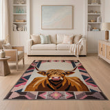 Multi-color and Patterns Shaggy Highland Cow Southwestern Rug